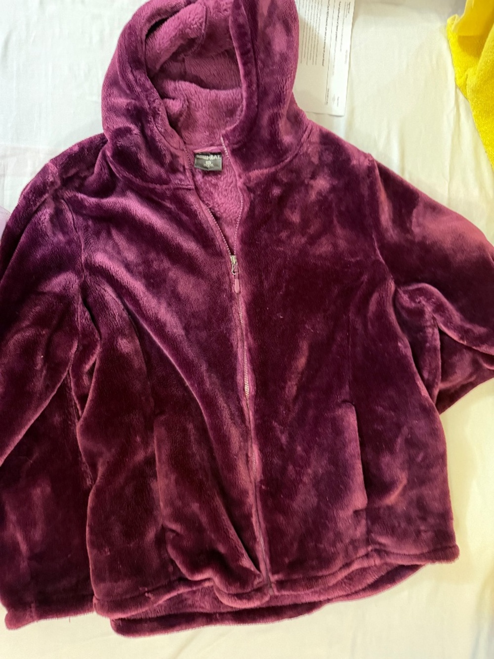 32 Degrees Heat Women’s Hooded Plush Faux Fur Jacket Burgundy 2X